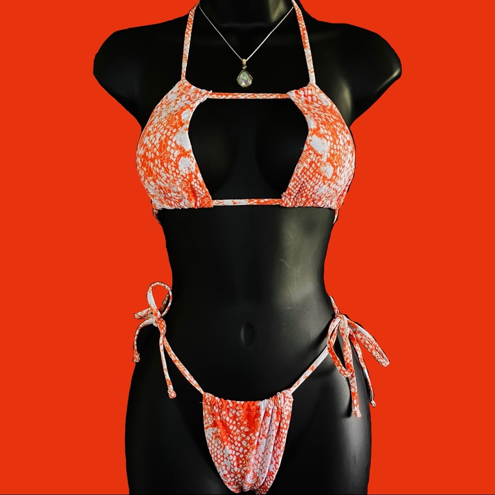 BRAND NEW ORANGE SNAKE PRINT 2 PIECE BIKINI SET